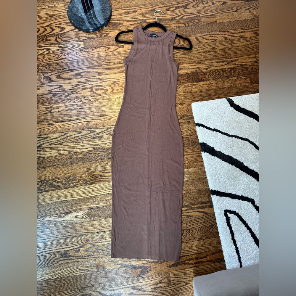 JLUXLABEL Chocolate Brown Ribbed Dress - Picture 2 of 5